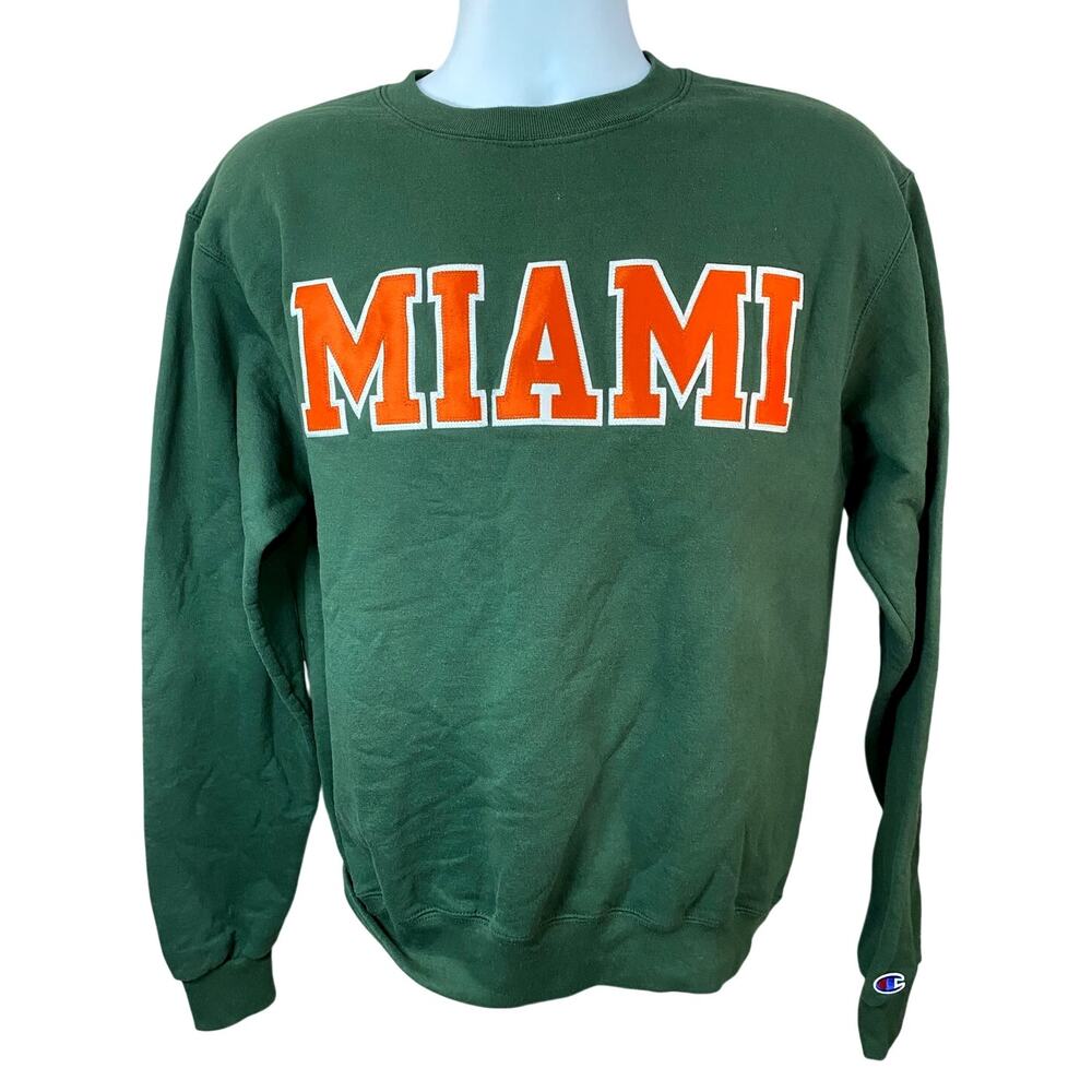 VINTAGE MIAMI HURRICANES Champion Green Sweatshirt Medium